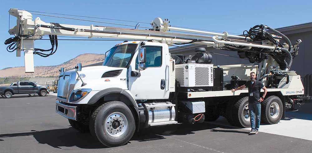 Mark Griffith, director of apprenticeships for Klamath Community College, show off a new acquisition by the college, a drilling rig for a new drilling and welding apprenticeship program. Sponsord by the state Water Resources Department, the program will be available statewide through online teaching and partnerships with drilling rig operators.