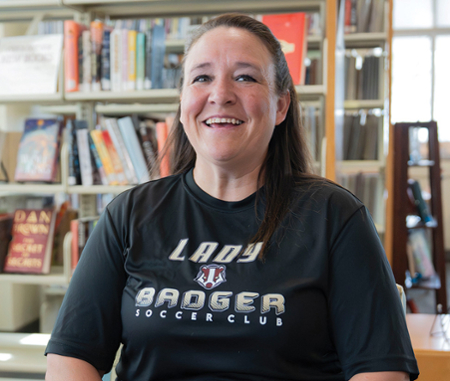 Caleb Herrera/ KCC photo Tiffany Poe, Klamath Community College women’s soccer coach, is building her team for its first year in the Northwest Athletic Conference or NWAC. The season starts in August, but the team is holding scrimmages in the spring, too.