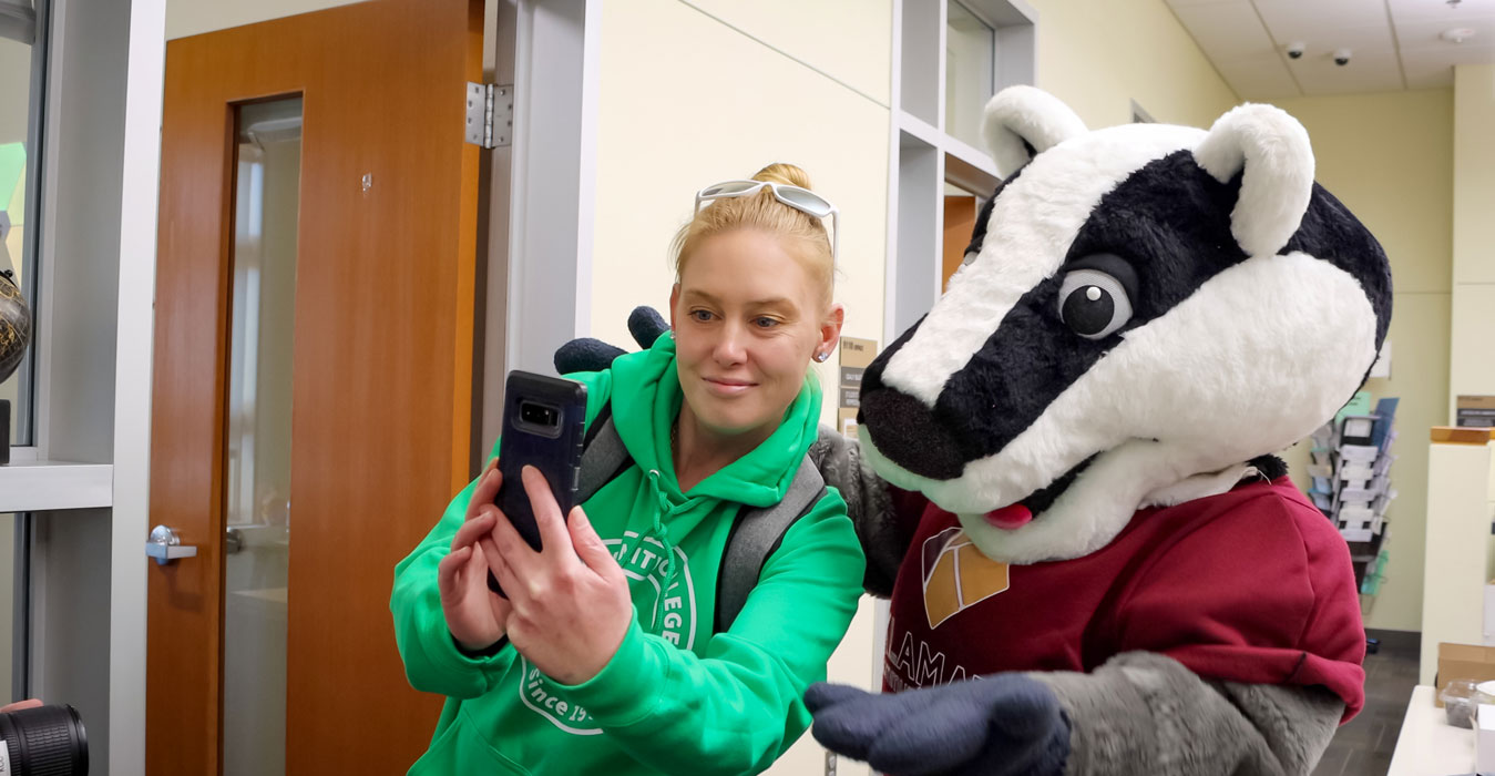 Baxter on Campus with Friends