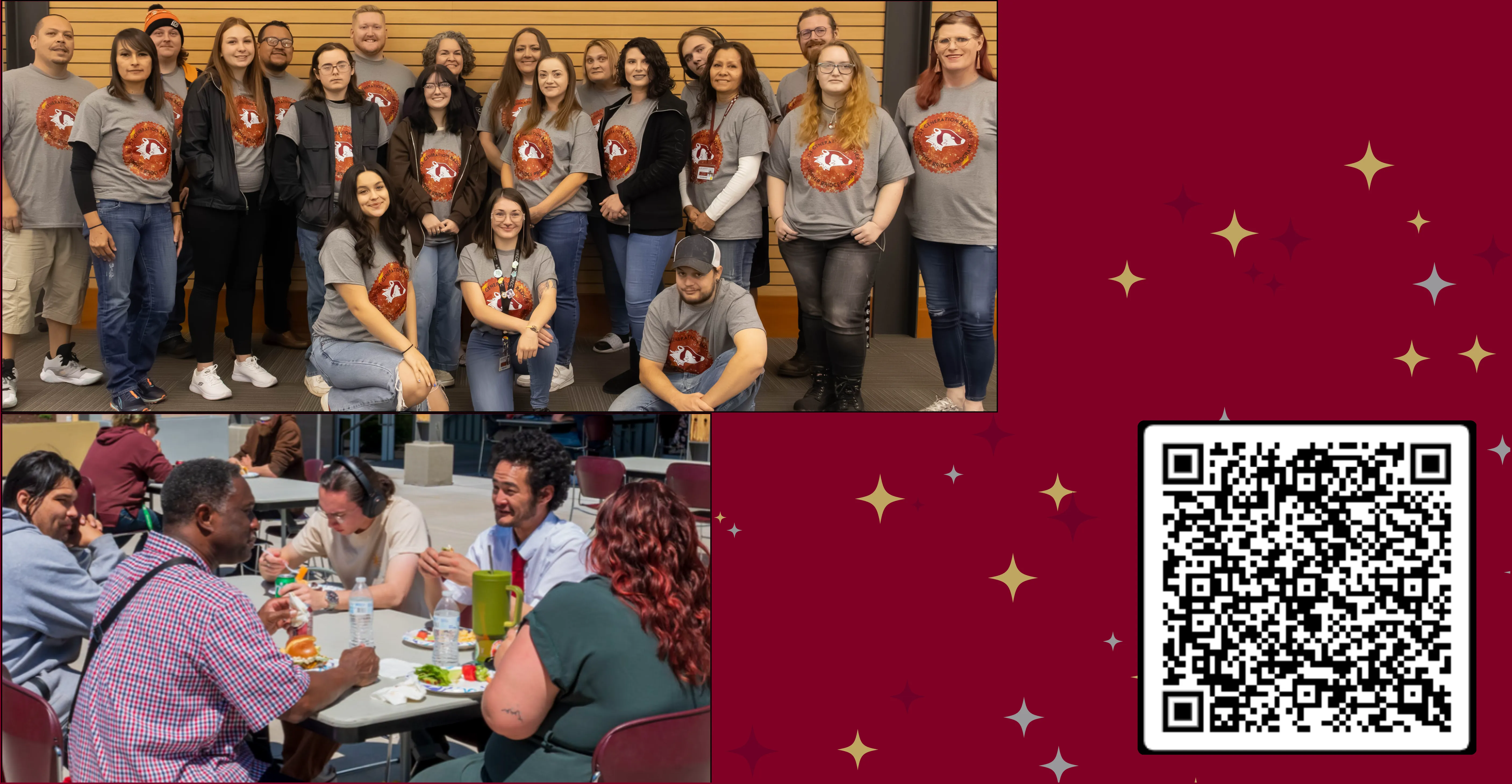 First generation student success program images and qr code