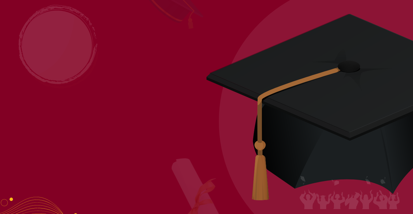 Graduation cap on a burgundy background