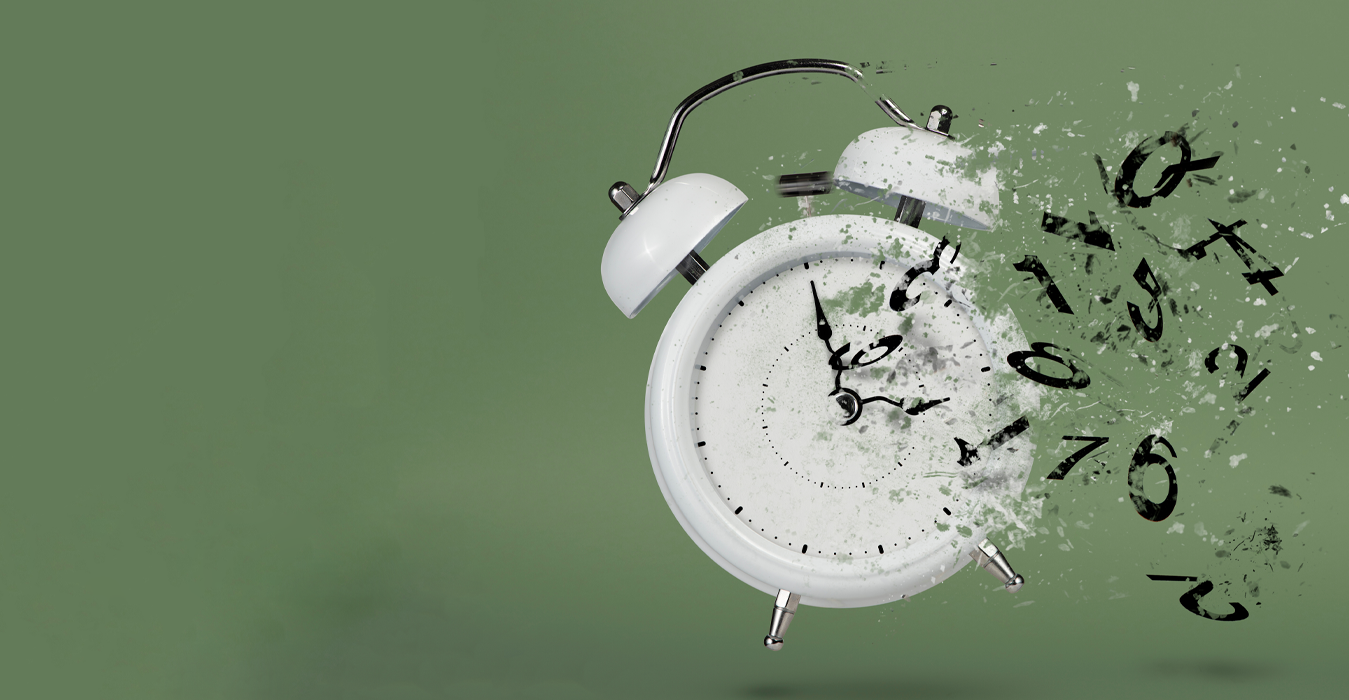 An alarm clock exploding