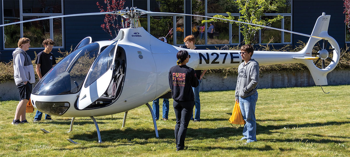 Aviation demonstration on the campus lawn