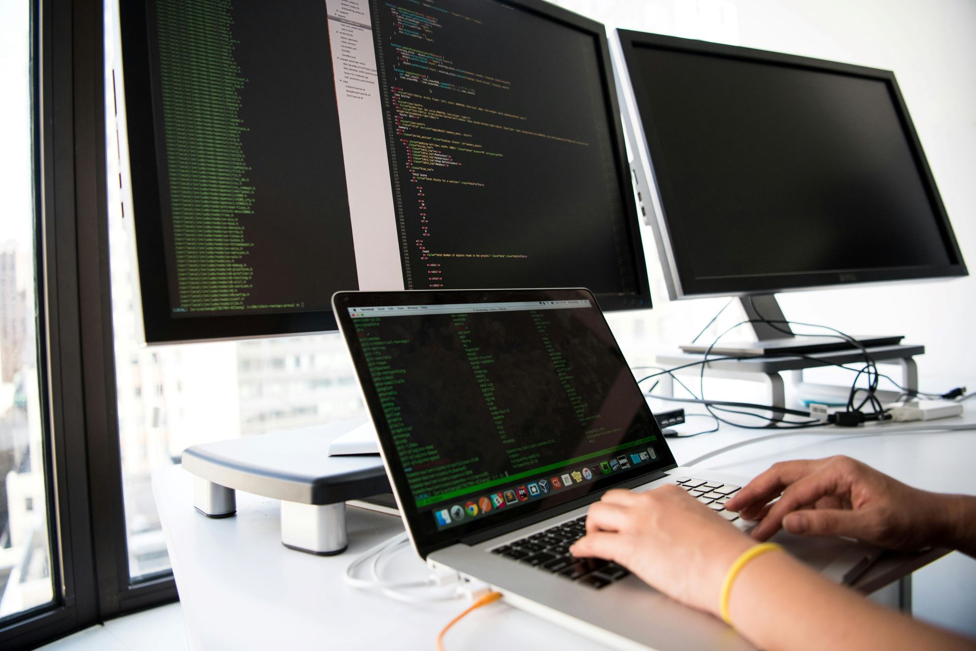 Technology professional working on computer systems